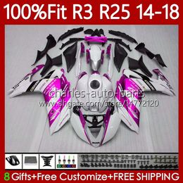 OEM Fairings For YAMAHA YZFR3 YZFR25 YZF R3 R25 YZF-R25 2014 2015 2016 2017 2018 Bodywork 102No.135 YZF R 3 25 14 15 16 17 18 YZF-R3 14-18 Injection Mould Rose white Body Kit