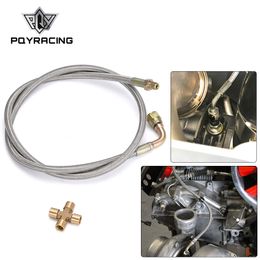 PQY - Turbo Oil Feed Line 90 Degree AN4 4AN Female To Straight 1/8 NPT Male w/ Cross Fitting For T3 T4 T04E T60 T61 Turbos PQY-TOL44