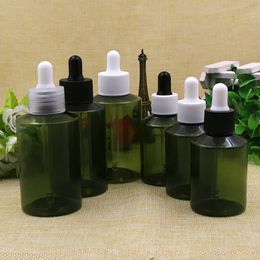 50pcs 50ml Empty green PET plastic Dropper Oil Essential Bottle In Refillable Drop Liquid Pipette Bottles Wholesale