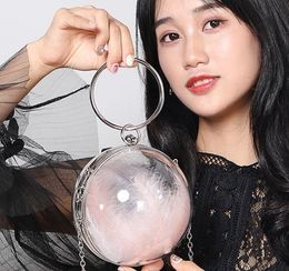 Transparent Round Ball Dinner Bags Single Shoulder Messenger Small Round Acrylic Mini Chain Female Bag
