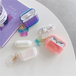 Laser Colourful raindrops cases for iPhone Airpods Pro 1 2 3 Pro cover Butterfly pendant Wireless Earphone Charging Box case bag