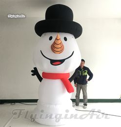 Winter Outdoor Decor Inflatable Snowman Model 3.5m High White Air Blown Snowman Balloon With Hat For Christmas And New Year Decoration