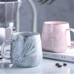 Creative Ceramic Cups Marble Pink Coffee Mug Lover's Gift Porcelain Mugs For Tea Breakfast Milk 220311