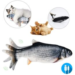 Cat Toy USB Charging Simulation Electric Dancing Moving Floppy Fish Cats Toy Interactive Electric Flopping Cat Kicker Fish Toy LJ201125