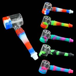 glass hand smoking pipe straw water pipes silicone bongs tobacco bubbler dab rig oil mini 5''