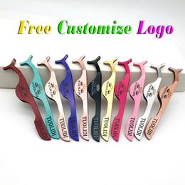 False Eyelash Tweezers 11 Colors Fake Eye Lash Applicator Eyelash Extension Curler Nipper Auxiliary Clip Clamp Makeup Forceps Tools 50pcs