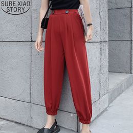 Pants Women 2020 Spring Summer Plus Size Loose High Waist Chiffon Beach Anti-Mosquito Sun Pants Red Streetwear Trousers 9003 50 T200422