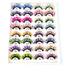 Colored Faux 3D Mink Eyelashes Dramatic Sequins False Eyelash Luminous Cosplay Costumes Full Strip Lashes Extension Makeup