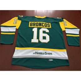 Real 740 real Full embroidery #16 HUMBOLDT BRONCOS HUMBOLDT STRONG STRASCHNITZKI HOCKEY JERSEY or custom any name or number retro Jersey