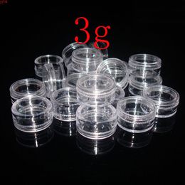 Express shipping Wholesale 3g empty sample transparent small round bottle jars pot,clear plastic container for nail art storagehigh qualtity