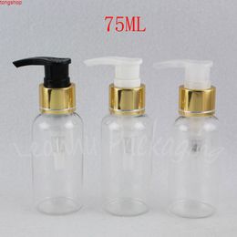 75ML Transparent Plastic Bottle With Gold Lotion Pump , 75CC Shower Gel / Sub-bottling Empty Cosmetic Containergood qualtity