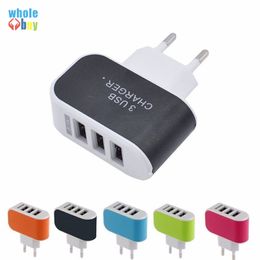 Candy Colour 5V 3.1A US EU Plug 3 Ports USB Wall Home Travel AC Charger Adapter for Samsung S6 S7 for Huawei 100pcs