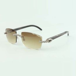 Bouquet Diamond buffs Sunglasses 3524015 with Natural black textured buffalo horn glasses and cut Lens 3.0 Thickness