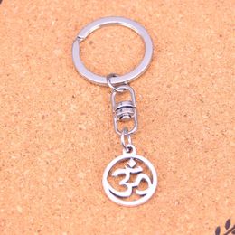 Fashion Keychain 18*20mm circle yoga om Pendants DIY Jewelry Car Key Chain Ring Holder Souvenir For Gift