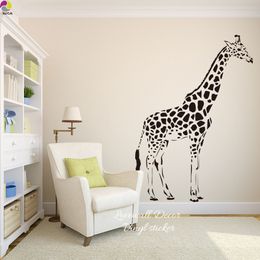 Cartoon giraffe Wall Sticker Baby Nursery Kids Room Cute Large Africa Giraffe Animal Wall Decal Living Room Vinyl Home Decor DIY 201130