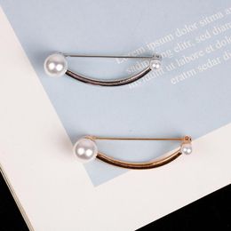 Pins, Brooches AWAYTR Curved Pearl Pin Women Neckline Clip Elegance Jewellery Brooch Cardigan Sweater Clothing Accessories