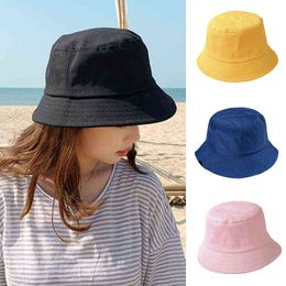 1PC Sun Prevent Hats Summer Spring Women Men Kids Bucket Hat Outdoor Cotton Fishing Cap Unisex Foldable G220311