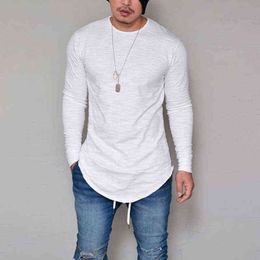 10 Colours Plus Size S-4XL 5XL Summer&Autumn Fashion Casual Slim Elastic Soft Solid Long Sleeve Men T Shirts Male Fit Tops Tee G1229