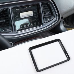 Carbon Fiber Center Consoles Navigation Frame Decoration Trim for Dodge Challenger 2015 UP ABS Car Interior Accessories