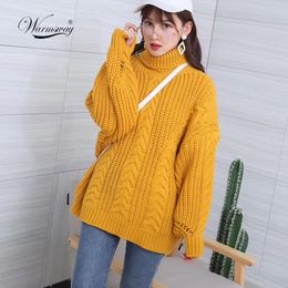 Women Turtleneck Sweaters High Quality Autumn Winter Pull Jumpers European Casual Twist Warm Sweater Female Oversized C-281 201109