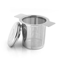 2020 Teas Infusers Basket Reusable Fine Mesh Tea Strainer Lid Tea and Coffee Philtres Stainless Steel with 2 handles