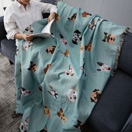 LovelyThrow Blanket for Sofa Bed Chair Non-slip Blankets Slipcover Cobertor Bedspread Home Textile Travel Cute Dog 201130