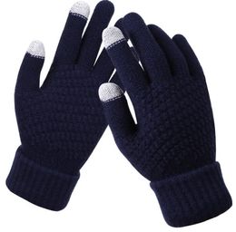 Gloves Knit Wool Man Women Winter Keep Warm Thicken Mittens Knit Wool Full Finger Touchscreen Cycling Gloves Outdoor 2pcs a pair PPENK