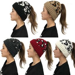 Beanie/Skull Caps Women Beanie Hat Fashion Spring Autumn Winter Warm Woollen Leopard Skull Cap With Hole1