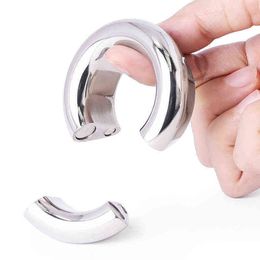 NXY Cockrings Ball Stretcher Scrotum Heavy Duty Weight Metal Stainless Steel Penis Ring Lock Delay Ejaculation Adult Bdsm Sex Toys for Men 1214