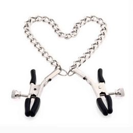 Nxy Sex Pump Toys 1 Pair Stainless Steel Metal Chain Nipple Milk Clips Breast Clip Slaves Clamps Butterfly Style for Couples 1221