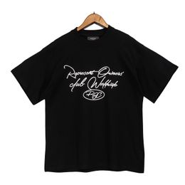 Black T-Shirts Tee 202Men Women Short Sleeve Letter Print T shirt Slightly Oversize Tops