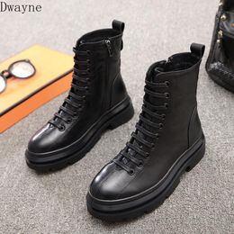 2020 autumn and winter new high-top shoes round head flat bottom strap side zipper boots short tube women's boots1
