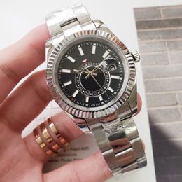 mens automatic Mechanical watches 42mm full stainless steel Swim wristwatches sapphire luminous SKY calendar watch Sub-dial work m199H