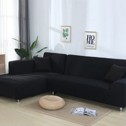 1pc Elastic Sofa Covers for Living Room Solid Colour Spandex Sectional Corner Slipcovers Couch Cover L Shape Need Buy 2PCS Cover 201119