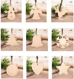 Wooden Tags Christmas Balls Snowflake Xmas Tree Socks Snowman Shape Xmas Decorations Art Craft Ornaments DHL free ship SN1624