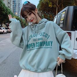 Hooded Women Casual Hoodie Korean Letter Printed Harajuku Crewneck Sweatshirt Women Autumn Letter Print Hoodies Teen Clothes 201113