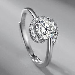 American D-color Simulation Moissanite S925 Silver Platinum-plated Marriage Proposal Couple Spiral Ring Niche Design Jewellery