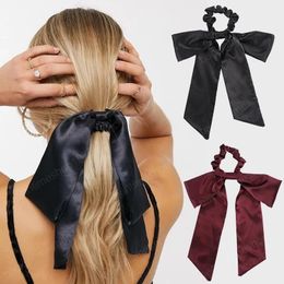 Oversived Scrunchies Bow Hair Ribbon Scrunchie for Women Girls Long Elastic Hair Tie Headwear Female Hair Accessories