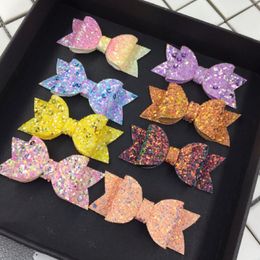 20pcs/set Cute Sequins Mini Hair Bows Rainbow Glitter Little Girls Hair Clips Handmade Shine Hairpins Barrettes Kids Headdress LJ201226