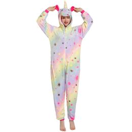 Women Unicorn Pyjamas Sets Kigurumi Flannel Animal Pyjamas Kids Women Winter Nightie Hooded Pyjamas Sleepwear Cartoon Homewear Y202155
