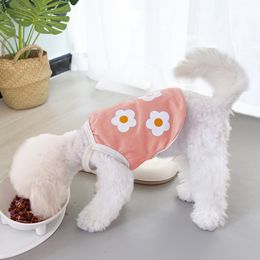 Summer Flowers Printing Clothes For Dog Shirt Outdoor Cartoon Dog Clothes T-shirt Vests For Small Medium Puppy Y200922