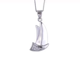 Collane per barche a vela in argento sterling 925 con zirconi per le donne Pendenti classici a catena lunga per feste Regali di gioielli di moda Q0531