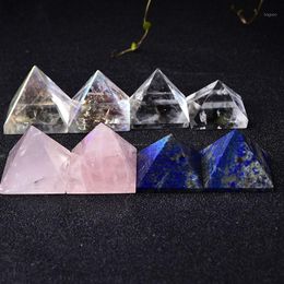 Decorative Objects & Figurines 1PC Natural Crystal Pyramid Rose Quartz Healing Stone Chakra Reiki Point Energy Home Decor Handmade Crafts Of