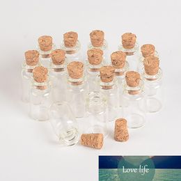 Wholesale- Wholesale 1ml Mini Glass Bottles Vials With Cork Empty Tiny Transparent Glass Bottle Jars 13*24*6mm 100pcs/lot Free Shipping