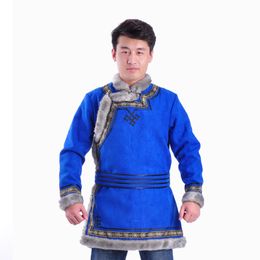 Winter Ethnic Clothing Traditional Men living Jacket Tang Suit style mongolian Coat Retro ethnic style Casual Warm Thick Tops