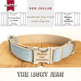 MUTTCO Customised collars for dog retailing self-design dog collar THE LIGHT JEAN handmade collar 5 sizes dog collar UDC034 201126