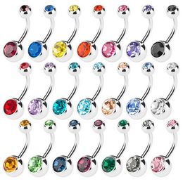 hot navel ring NZ - Hot Stainless Steel Belly Button Rings Navel Rings Crystal Rhinestone Body Piercing Bars Jewlery For Women's Bikini Fashion Jewelry