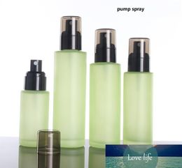 300pcs Green Glass 20/30/40/60/100/120ml Serum/lotion/emulsion/spray Bottle 20/30/50g Jar with Black Lids