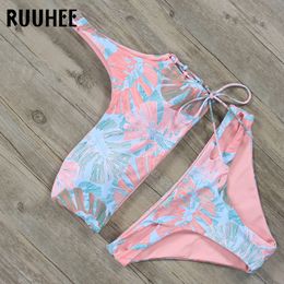 RUUHEE Bikini Set Swimwear Women One Shoulder Swimsuit Push Up Bikini Bathing Suit Female Beachwear Swimming Wear With Pad T200708