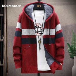 winter Men's high quality Knitted thicken Mens Coats Hood Male Sweater Casual Keep warm Male Cardigan Sweaters Men MY039 201007